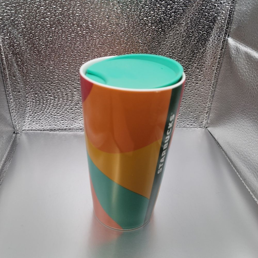 NWT! Starbucks Pride Rainbow Multi-Color Ceramic 12 Oz Travel Tumbler - Picture 4 of 4